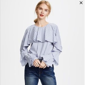 NWT Veronica Beard Mia $225 Ruffle Blouse Sz XS